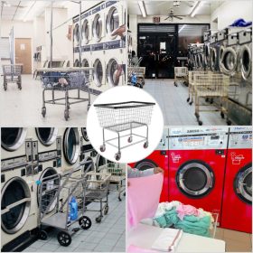   Drótvázas gurulós szennyestartó kosár 158 literes kapacitás, ipari kivitel, 5” kerekekkel