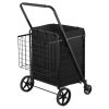 Összecsukható bevásárlókocsi 150,5 kg teherbírással, dupla kosárral és vízálló béléssel