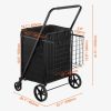 Összecsukható bevásárlókocsi 150,5 kg teherbírással, dupla kosárral és vízálló béléssel