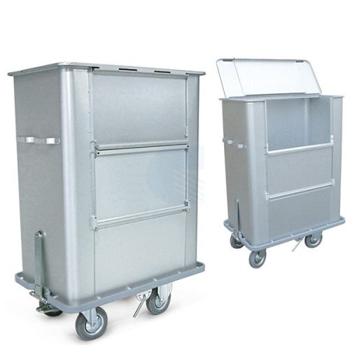 Szállodai- és mosodai kocsi dupla ajtóval 720 literes,  könnyűfém lemezből 1090 x 690 x 1350 mm