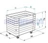 Szállodai- és mosodai kocsi 600 literes, könnyűfém lemezből 1030 x 630 x 1090 mm