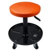 Állítható magasságú gurulós műhelyszék 113 kg teherbírás, szerszámtárolóval fekete-narancs
