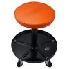 Állítható magasságú gurulós műhelyszék 113 kg teherbírás, szerszámtárolóval fekete-narancs