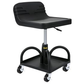   Állítható magasságú gurulós műhelyszék 135 kg teherbírás, fékezhető kerekekkel fekete
