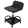 Állítható magasságú gurulós műhelyszék 135 kg teherbírás, fékezhető kerekekkel fekete