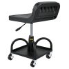 Állítható magasságú gurulós műhelyszék 135 kg teherbírás, fékezhető kerekekkel fekete