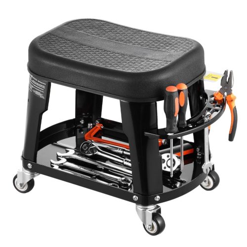 Gurulós műhelyszék csavarhúzó tartóval 136 kg teherbírás, 360° forgás