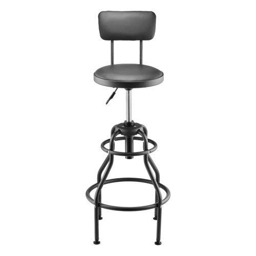 Magasított műhelyszék háttámlával 136 kg teherbírás munkaszék állítható görgős ülés, 360°-ban forgó, párnázott műhelyszék