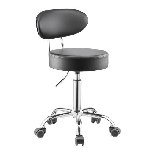 Műhelyszék háttámlával pneumatikus munkaszék 136 kg teherbírás, állítható magasságú 74-90 cm forgatható, párnázott műhelyülés