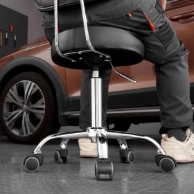   Műhelyszék háttámlával pneumatikus munkaszék 136 kg teherbírás, állítható magasságú 74-90 cm forgatható, párnázott műhelyülés