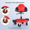 Állítható magasságú gurulós műhelyszék 136 kg teherbírás, fékezhető kerekekkel piros