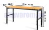Állítható magasságú munkaasztal 183x64x97 cm 900 kg teherbírású konnektorral felszerelt munkapad 