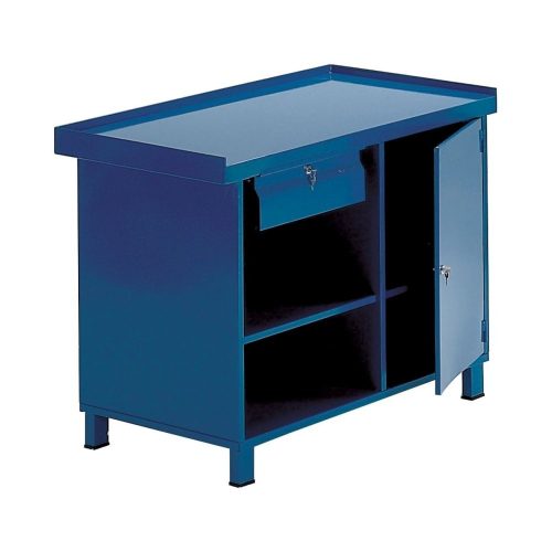 Fiókos műhelyasztal ipari kivitel fiókkal, szekrénnyel és polccal 700 kg teherbírású munkaasztal 150x70x90 cm CORTI TOP