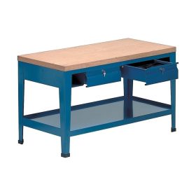   Fiókos műhelyasztal ipari kivitel 2 fiókkal fa munkalappal 600 kg teherbírású munkaasztal 150x70x90 cm CORTI TOP