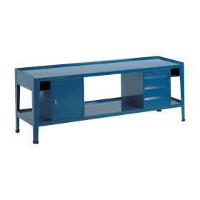   Fiókos műhelyasztal ipari kivitel fiókos és polcos szekrénnyel 600 kg teherbírású munkaasztal 250x70x90 cm CORTI TOP