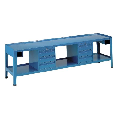 Fiókos műhelyasztal ipari kivitel 6 fiókos szekrénnyel 600 kg teherbírású munkaasztal 300x70x90 cm CORTI TOP