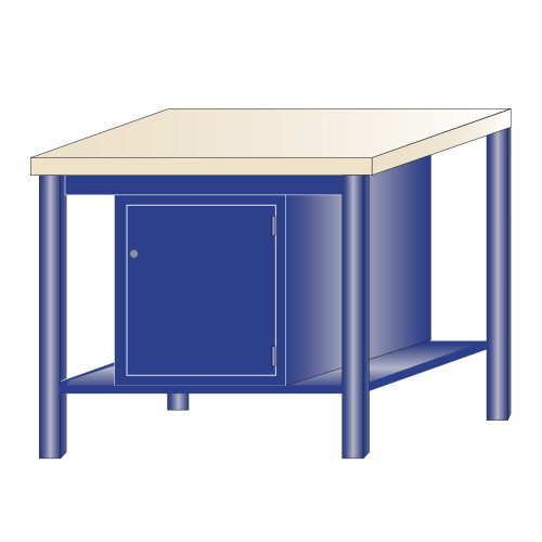 Műhelyasztal ipari kivitel 1 szekrény 40 mm rétegelt lemez munkalap 700 kg teherbírású munkaasztal 100x70x88 cm CORTI STONE 