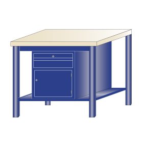   Műhelyasztal ipari kivitel 1 fiók és szekrény 40 mm rétegelt lemez munkalap 700 kg teherbírású munkaasztal 100x70x88 cm CORTI STONE 