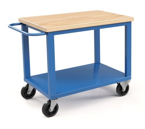 Gurulós műhelyasztal ipari kivitel 50 mm rétegelt lemez munkalap 300 kg teherbírású munkaasztal 100x70x87 cm CORTI STONE 