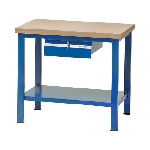 Fiókos műhelyasztal ipari kivitel rétegelt lemez munkalappal, zárható fiókkal 700 kg teherbírású munkaasztal 100x75x88 cm CORTI STONE 