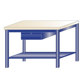   Fiókos műhelyasztal ipari kivitel 1 fiók, 40 mm rétegelt lemez munkalap 700 kg teherbírású munkaasztal 120x75x88 cm CORTI STONE 