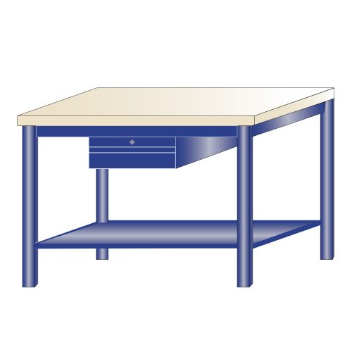 Fiókos műhelyasztal ipari kivitel 1 fiók, 40 mm rétegelt lemez munkalap 700 kg teherbírású munkaasztal 120x75x88 cm CORTI STONE 