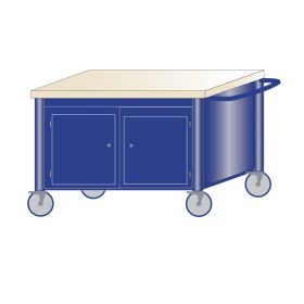   Gurulós műhelyasztal ipari kivitel 2 polcos szekrény, 40 mm rétegelt lemez munkalap 600 kg teherbírású munkaasztal 120x70x87 cm CORTI STONE 