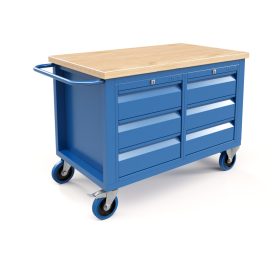   Gurulós műhelyasztal ipari kivitel 6 fiókos, 40 mm rétegelt lemez munkalap 600 kg teherbírású munkaasztal 120x70x87 cm CORTI STONE 