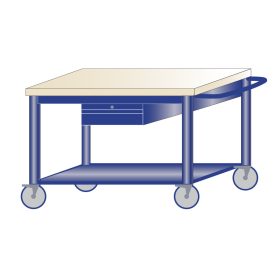   Gurulós műhelyasztal ipari kivitel 1 fiókos, 43 mm laminált bükkfa munkalap 600 kg teherbírású munkaasztal 120x70x87 cm CORTI STONE 