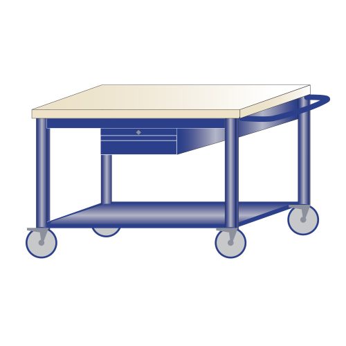 Gurulós műhelyasztal ipari kivitel 1 fiókos, 43 mm laminált bükkfa munkalap 600 kg teherbírású munkaasztal 120x70x87 cm CORTI STONE 