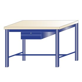   Fiókos műhelyasztal ipari kivitel 1 fiók, bükkfa munkalappal 700 kg teherbírású munkaasztal 120x75x88 cm CORTI STONE 