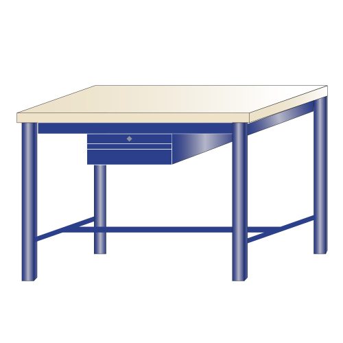 Fiókos műhelyasztal ipari kivitel 1 fiók, bükkfa munkalappal 700 kg teherbírású munkaasztal 120x75x88 cm CORTI STONE 