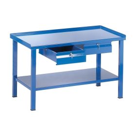   Fiókos műhelyasztal ipari kivitel 2 fiókkal, acél munkalappal 600 kg teherbírású munkaasztal 150x70x88 cm CORTI FERRO