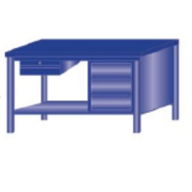   Műhelyasztal ipari kivitel 1 fiók és 3 fiókos szekrénnyel, acél munkalappal 600 kg teherbírású munkaasztal 150x70x88 cm CORTI FERRO