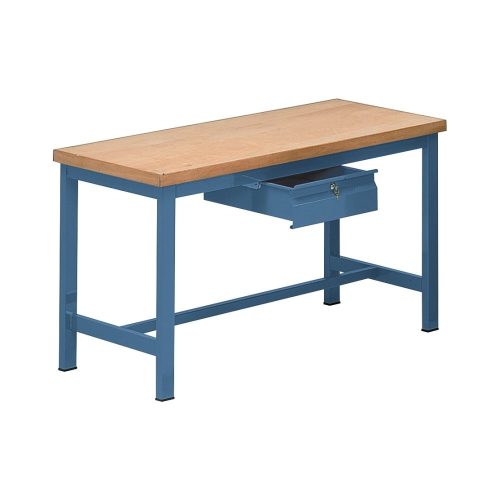 Fiókos műhelyasztal ipari kivitel 1 fiókos, 50 mm rétegelt lemez munkalappal 600 kg teherbírású munkaasztal 150x75x88 cm CORTI STONE 