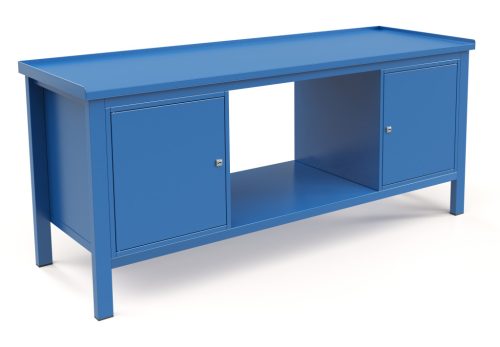 Műhelyasztal ipari kivitel 2 polcos szekrénnyel, acél munkalappal 400 kg teherbírású munkaasztal 200x70x88 cm CORTI FERRO