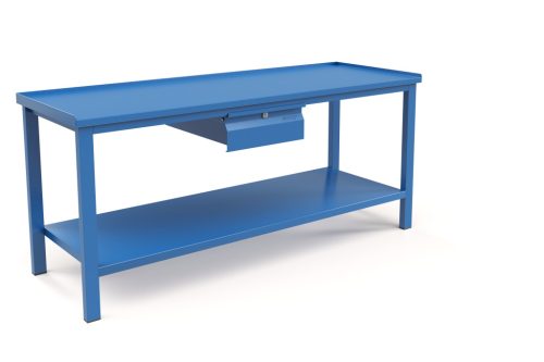 Műhelyasztal ipari kivitel 1 fiókkal, acél munkalappal 400 kg teherbírású munkaasztal 200x70x88 cm CORTI FERRO