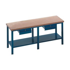   Fiókos műhelyasztal ipari kivitel 2 fiókkal, rétegelt lemez munkalappal 1000 kg teherbírású munkaasztal 200x75x88 cm CORTI STONE 