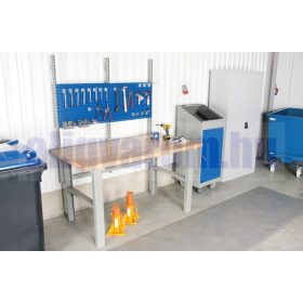   Műhelyasztal ipari kivitel 1600 mm 500 kg teherbírás állítható magasság 740-1100 mm 5 cm olajjal kezelt MDF asztallap