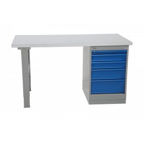   Fiókos műhelyasztal ipari kivitel 2000 mm 500 kg állítható magasság acél asztallap
