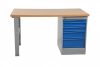 Fiókos műhelyasztal ipari kivitel 2000 mm 500 kg állítható magasság olajjal kezelt MDF asztallap
