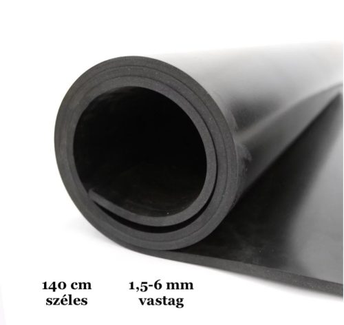 NBR 1,5-6x1400 mm Olajálló sima gumilemez 1,5-6 mm közötti vastagság 1400 mm széles gumitekercs fekete 10 m tekercs, méterenkénti ár! 