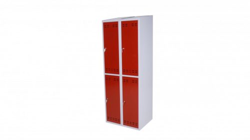 Öltözőszekrény szürke-piros Swed-2x2DOOR acél szekrény 2x2 ajtós 1920x700x550 mm