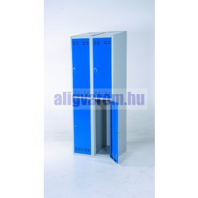   Öltözőszekrény lakatpánttal szürke-piros Swed-2x2DOOR acél szekrény 2x2 ajtós 1920x700x550 mm