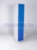Acél öltözőszekrény lakatpánttal Swed-1 fémszekrény 1 ajtós 1 db tároló polccal 1920x350x550 mm szürke-kék színben