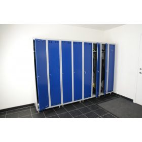   Öltözőszekrény lakatpánttal Swed-2 szürke-kék acél szekrény 2 személyes 1-1 db tároló polccal 1920x700x550 mm