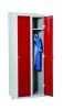 Öltözőszekrény Swed-2 szürke-piros acél szekrény 2 személyes 1-1 db tároló polccal 1920x700x550 mm