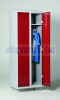 Öltözőszekrény Swed-2 szürke-piros acél szekrény 2 személyes 1-1 db tároló polccal 1920x700x550 mm