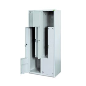   Öltözőszekrény L-típusú acél szekrény 4 személyes 1800x800 mm szürke színben