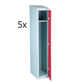   Öltözőszekrény Swed-1 acél szekrény 1 ajtós 1 db tároló polccal 1920x350x550 mm szürke-piros színben Minimum 5 db rendelése esetén 